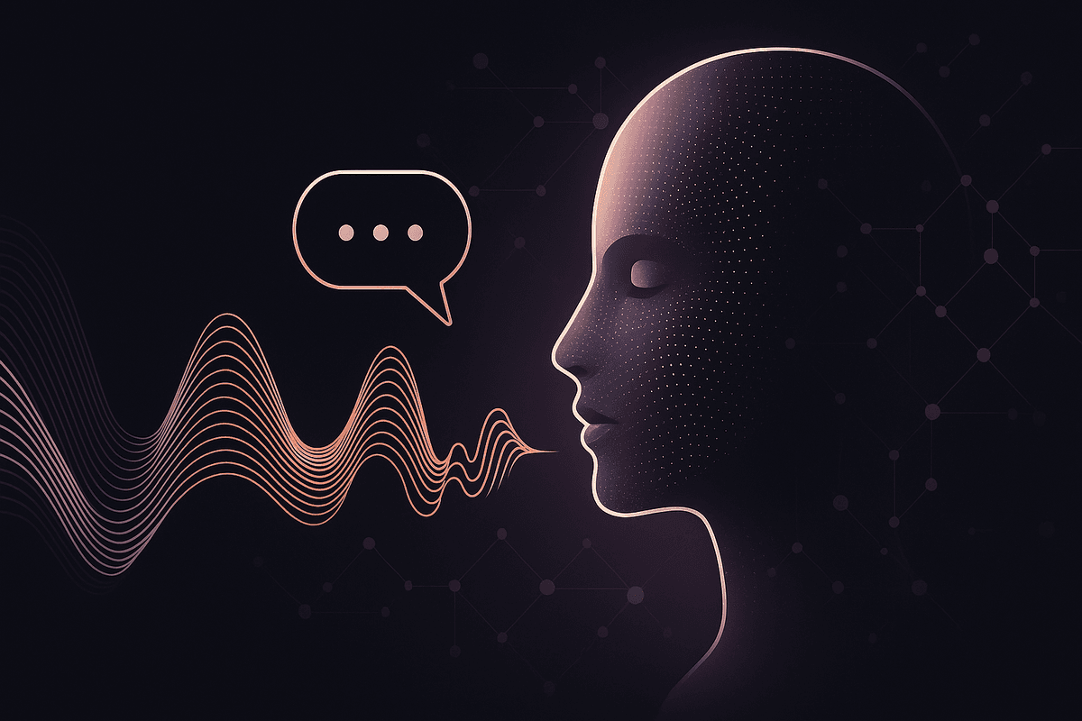 Person speaking with an AI voice agent through smartphone